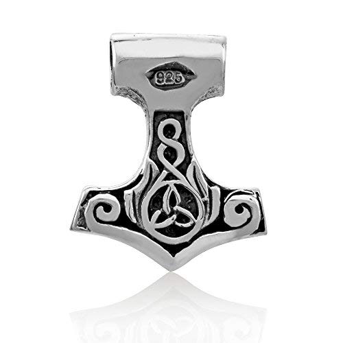 Withlovesilver Sterling Silver Trinity Celtic Viking Amulet Hammer Of Thor (Mjolnir) Pendant #TOP3