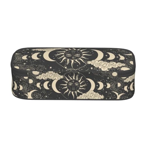 Image of Moon And Sun, Mysterious Astrology Large Pencil Case, Pencil Pouch With Zipper Compartments Stationery Pencil Bag For Kids Teens Students School Supplies