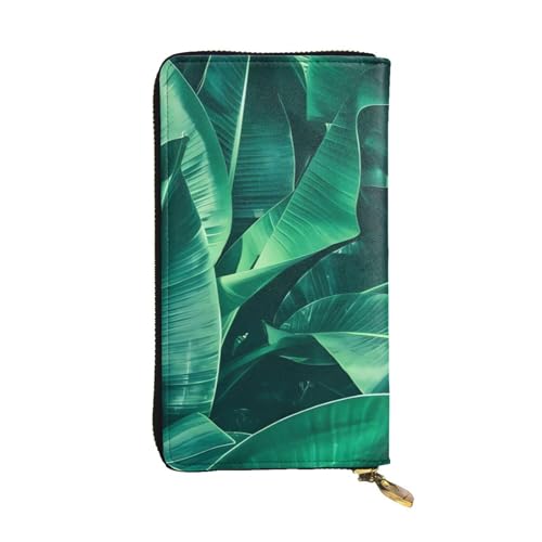 Portefeuille long en cuir imprimé tropical Noir idée cadeau mixte avec porte-monnaie