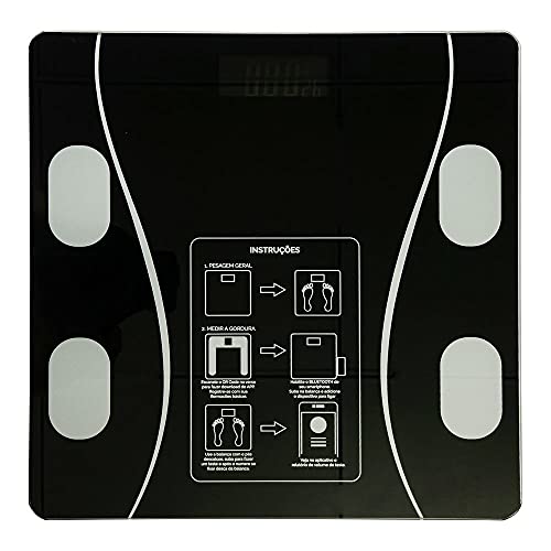 BALANCA DE PISO DE VIDRO QUADRADA COM BLUETOOTH 180KG A PILHA NA CAIXA