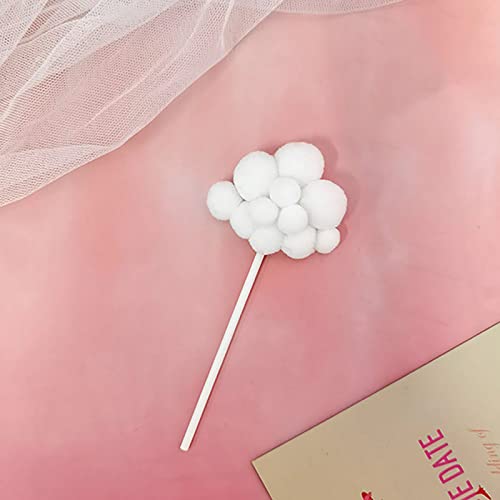 10Pcs Cloud Cake Topper Plush Cloud Cupcake Toppers Yarn Ball Cake Dessert Picks Decoration For Baby Shower Birthday Wedding Party Supplies (White) #TOP4
