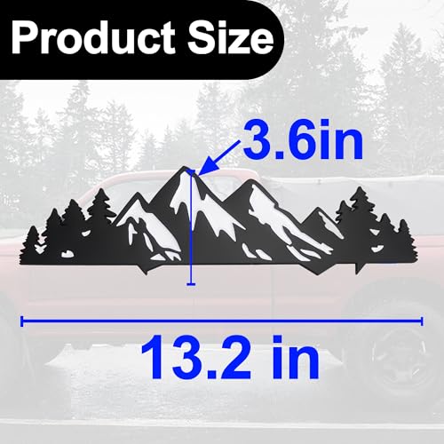 Image of Snow Mountain Tree Emblem for 2016-2023 Tacoma, 2 Pcs Snow Mountain Tree Graphic Logo Badge, Trunk Mountain Logo Emblem, Car Exterior Accessories (Black White)