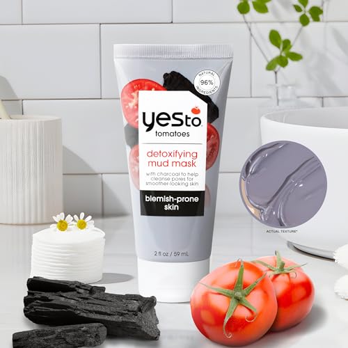 Yes To Tomatoes Clear Skin Detoxifying Charcoal Mud Mask For Acne Prone Skin Draw Out Impurities And Prevent Breakouts Contains Salicylic Acid 96 Natural Ingredients, Red, Tomato, 2.006 Fl Oz - Image 6