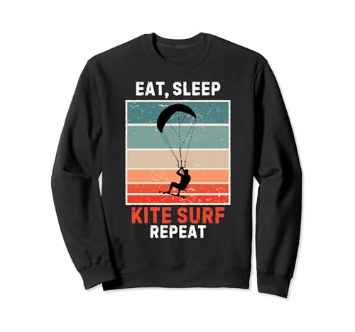Retro Comer, Dormir Cometa Surf Repetir Vintage Grunge Kite Surf Sudadera
