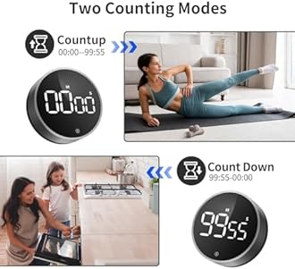 VOCOO Digital Kitchen Timer: Magnetic Countdown Countup Egg Timer with Large LED Display Adjustable Volume and Brightness, Easy to Use for Kids Elderly, Perfect for Classroom Home Work (space grey)