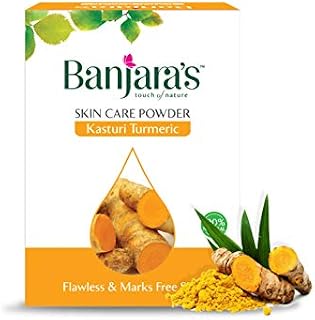 Banjara's Powder Touch of Nature Skin Care Turmeric Kasturi Powder, For Flawless Skin, 11 cm x 8 cm Size