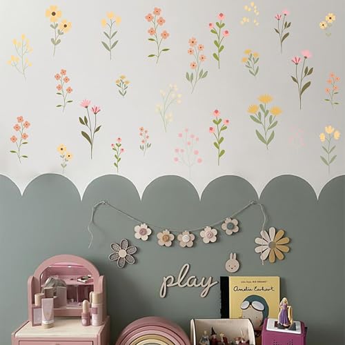 Vinilo decorativo floral Wildflower en tonos rosa y amarillo miniatura 3