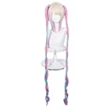 KAngel Candy Long Double Ponytail Wig Lifelike Daily Green Silver Synthetic Hair Full Head Cover Daily Cute Anime Halloween Carnival Comic Exhibition Cosplay Wigs with Bangs (KAngel)