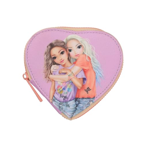 Depesche 13426 TOPModel Girl Power - Monedero pequeño en rosa, en forma de corazón, con motivo de modelo, monedero con mosquetón a modo de colgante