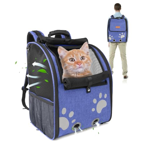 Voyiln Outdoor Pet Backpack for Cats & Small Dogs, Hiking Travel, Blue