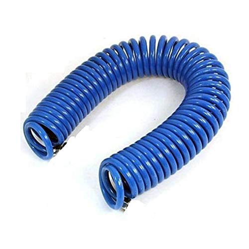 Image of Heavy Duty Industrial Use Polyurethane Pneumatic Air Compressor Tubing PU Hose Tube with SP20+PP20-1 /4 BSP Hose Pipe (5 Meter), Blue