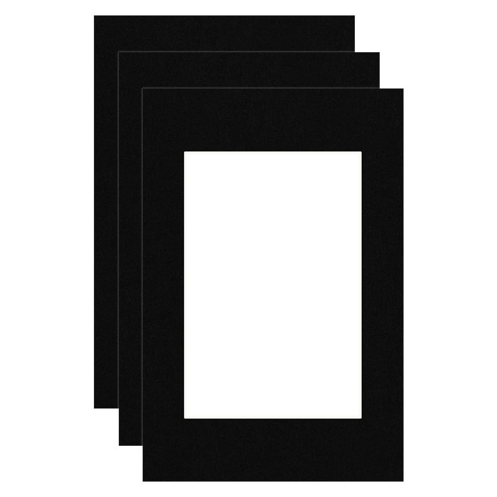 Procut Global 60x90cm Black Picture Mounts Board to Fit 40x60cm Aperture Size - Photo Mount Card Ideal for Prints, Artwork, Crafts & Certificates - Sizes & Colors Available - Pack of 3