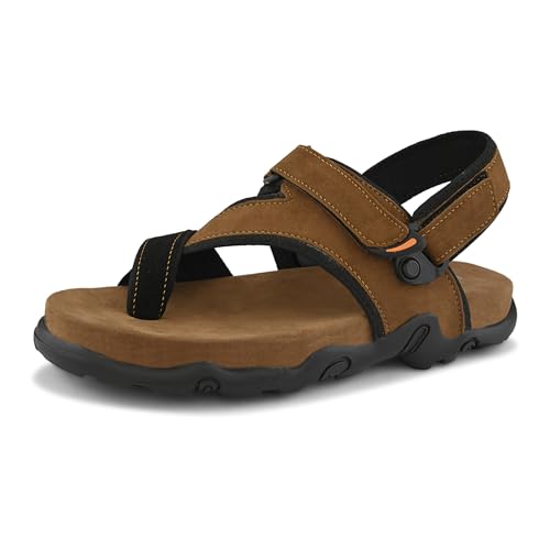 Image of Centrino Men's Sandals | Stylish Strap Sandal with Grip Insole | Adjustable Velcro Strap | Cushioned Footbed | Rubber Sole| Comfortable Casual Footwear for Office, Travel & Walking (9584)
