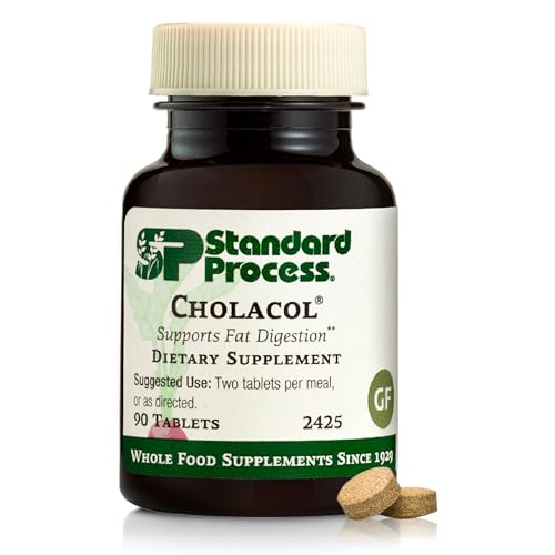 Standard Process Inc. Cholacol - Gallbladder Support Supplement - Fat Digestion Supplement for Digestive Health & Bile Support - Gluten-Free, Non-Dairy & Non-Soy - 90 Tablets