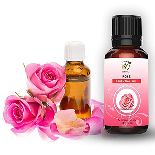Image of Virtual 100% Pure Rose Essential oil For Anti-Aging, Acne, Dry Skin, Wrinkles Undiluted Essential Oil Therapeutic & Aromatherapy Grade Rose Essential Oil (15ML)
