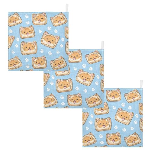 vvfelixl Cartoon Cat Toast Baby Burp Cloths Baby Muslin Washcloths for Boys Girls Cotton Babys Face Towel for Newborn Infants Soft and Absorbent 11.8 X 11.8 in, 5 Pack2