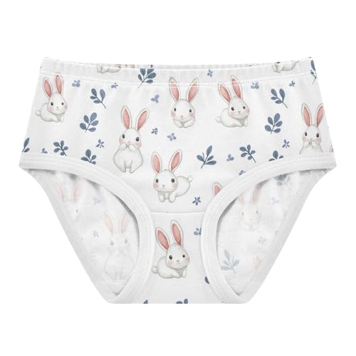 ZZKKO White Rabbit Leaves Girls Underwear Toddler Panties for Girls Comfort Brief Size 2T-8Y