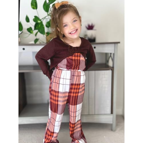 Image of HIHA Girls Sleeveless Jumpsuits Outfit Long Sleeve Twist Front Tops Romper Clothes Set Size 4-12