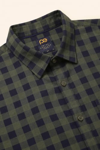 Image of Peter England Men's Checkered Cotton Shirt | Smart Casual | Full Sleeves