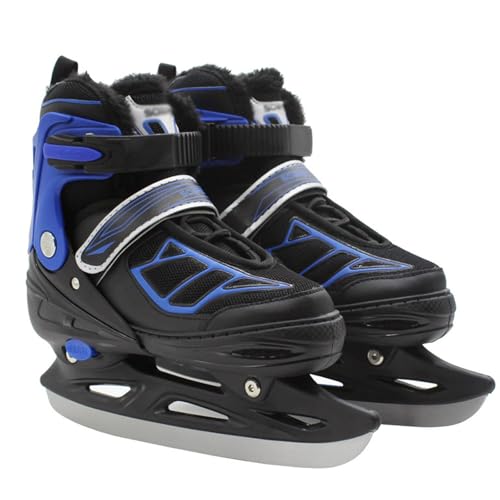 Eislauf Schuhe für Damen,Herren,Junior Kunstlaufskates,Verstellbare Schlittschuhe,Schnellschnürsystem Push-Lock-Schnalle,Einstellbare 4 Größenbereiche,Freizeit Hobby Eishockey,für Einsteigerinnen