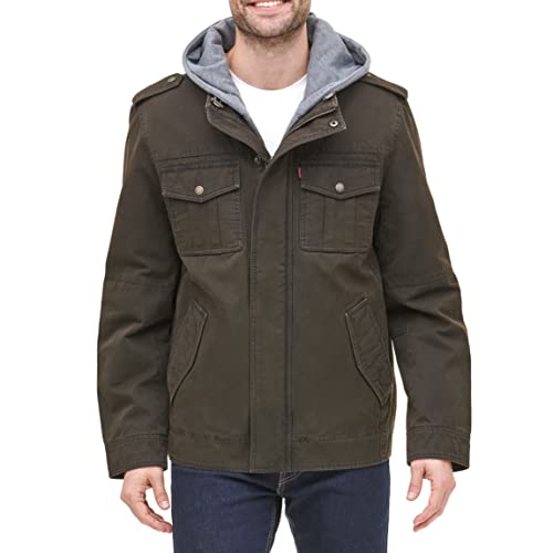 Image of Levi's Men's Washed Cotton Hooded Military Jacket (Regular & Big & Tall Sizes)