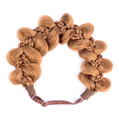 BOBIYA Kinky Kürbis Synthetisches Haar Geflochtenes Stirnband Breite Geflochtene Zöpfe Elastisches Stretch Stirnband für Frauen Mädchen (Erdbeerblond) Cover