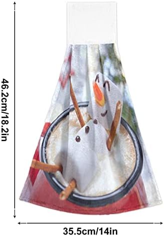 Miniatura 6 de Lindas toallas de cocina de muñeco de nieve para colgar en invierno, para decoración de baño, paquete de 2 toallas de playa con lazo de 12 x 17