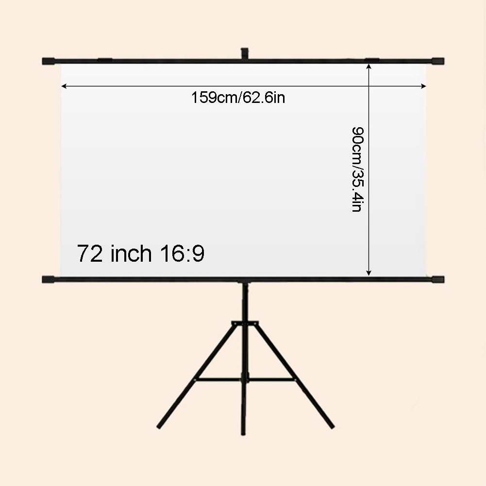 Écran de Projection Portable sur Pied, 60/72 Pouces, avec trépied, Enroulable, for intérieur et extérieur(72 inch)