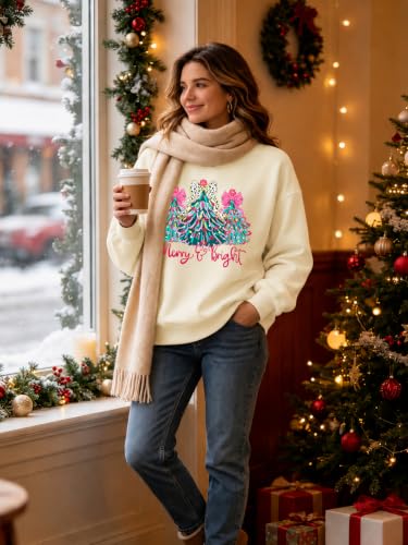 Merry and Bright Pastel Trees Sweatshirt, alternative view 1
