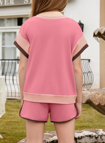 Image of blibean Girls Summer Clothes Sets Kids Colorblock Matching Outfits Size 6-15 Years