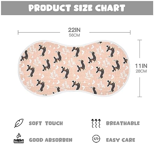 Image of Muslin Baby Burp Cloths, Cute Dachshund Dog Muslin Baby Rags Comfy Soft Absorbent in for Newborn Boys and Girls 1 Piece 22 x 11 Inch