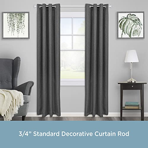 Kenney Mission 3/4" Standard Decorative Window Curtain Rod, Satin Nickel, 36-66" #TOP4