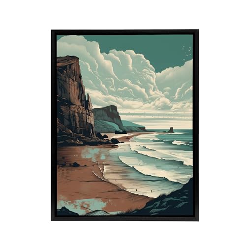 Artery8 Cliff Bay Dramatic Coastal Landscape Black Framed Canvas Wall