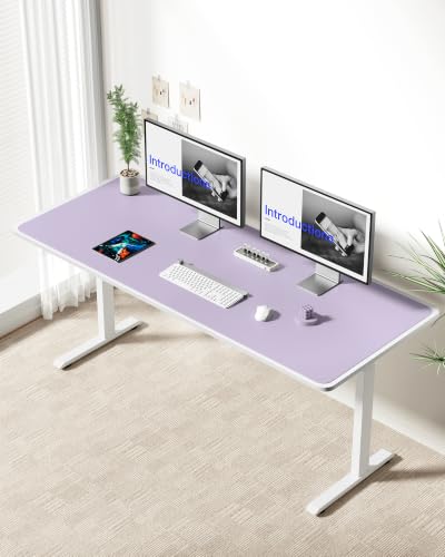 Image of YSAGi Leather Desk Pad Protector, Office Desk Mat, Large Mouse Pad, Non-Slip PU Leather Desk Blotter, Laptop Desk Pad, Waterproof Desk Writing Pad for Office and Home (Light Purple, 55 inch x 24 inch)