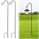 Neerow 2 ganci da giardino, 81 cm, altezza regolabile, in metallo, per cesti, luci solari, gabbie per uccelli, decorazione da giardino