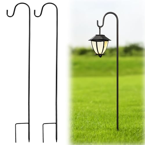 Neerow 2 Stück Schäferhaken Garten, 81 cm Höhenverstellbar Metall Laternenhalter, Hirtenstab für Pflanzkörbe, Solarleuchten, Vogelkäfige, Garten Deko