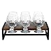 MyGift Urban Industrial Beer Whiskey Flight Board Tasting Set Includes Solid Burnt Wood and Black Metal Server Tray and 6 Small Snifter Sipping Glasses, Margarita, and Wine Tasting Flight Sampler