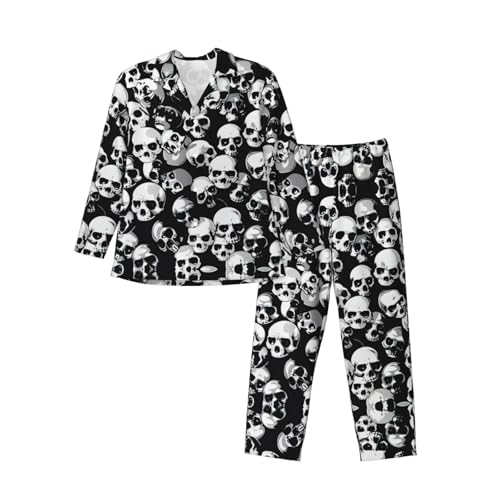 Pyjama homme motif tête de mort ensemble noir vêtement de détente pantalon pjs