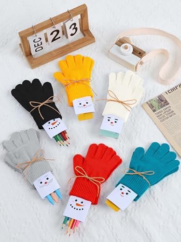 Image of Cooraby 12 Pairs Kid's Winter Magic Gloves Children Stretchy Warm Magic Gloves Boys or Girls Knit Gloves for 6-12 Years
