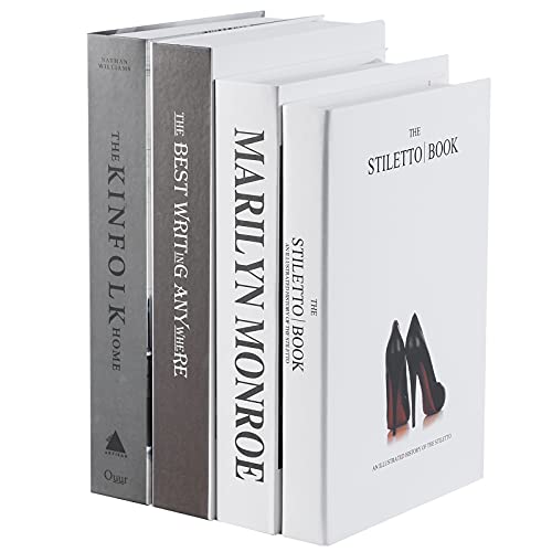 Faux Books For Decoration, Outgeek Set Of 4 Coffee Table Books Decor, Fake Books Fashion Decorative Books For Display, Office & Rustic Home Decor, Bookshelf, Modern Farmhouse Decor, Living Room