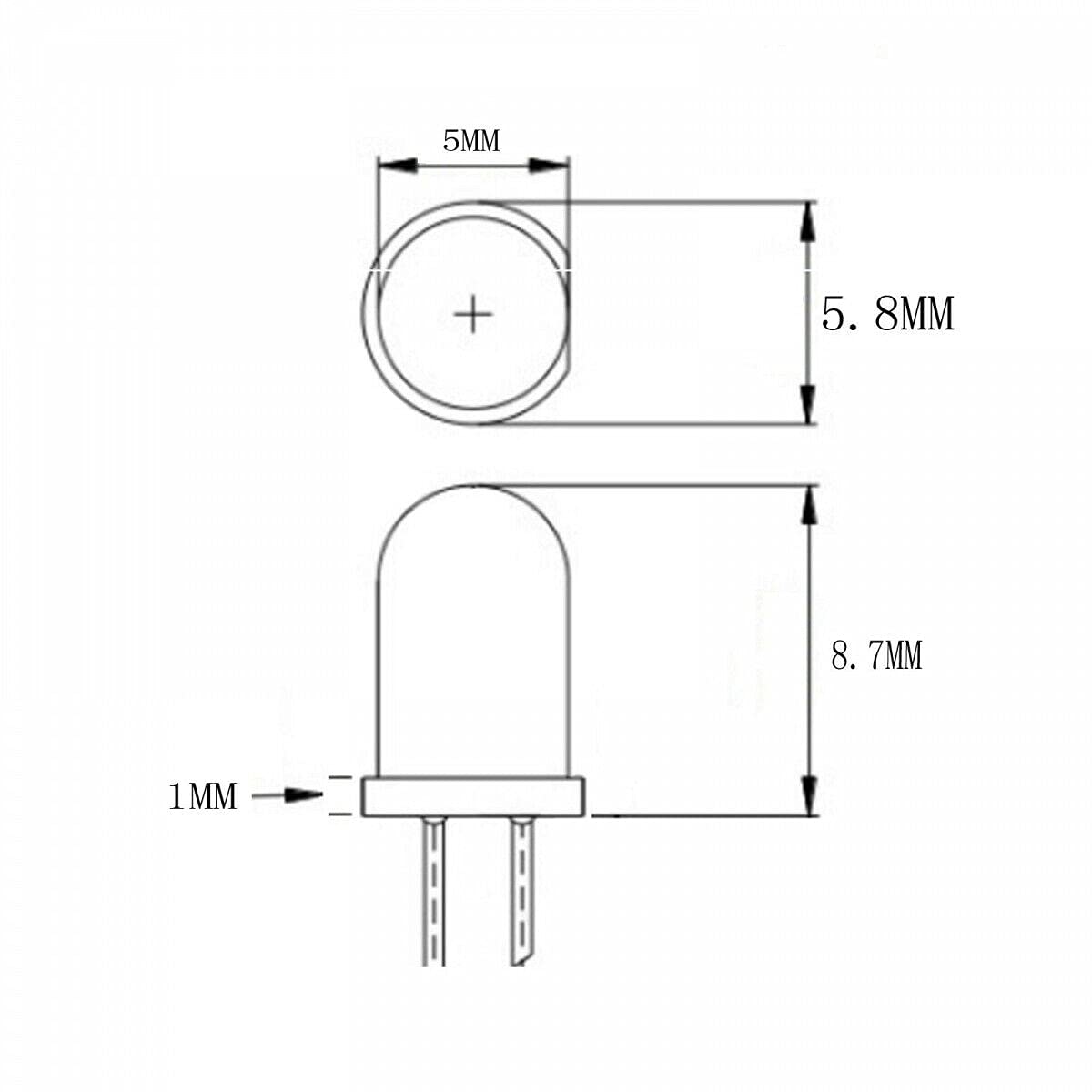 2X Blue LED Light Single Bulb Pre-Wired Light 5-12V 5mm Bright Round Top Clear — view 6