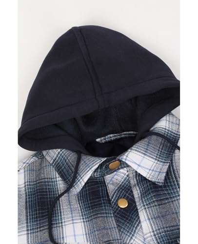 Image of ZENTHACE Men's Quilted Lined Hooded Plaid Jacket,Zipper & Snap Closure