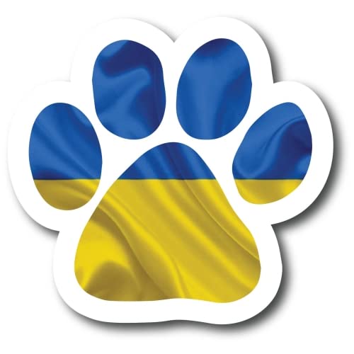 Image of Ukrainian Flag Car Magnet 5 Inch | Heavy duty magnetic decal for car, truck, SUV or any magnetic surface, vivid UV printed colors