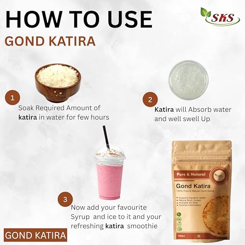 Image of SKS Biotech Gond Katira Pure (Edible Gum) - 100 grams | Tragacanth Gum | High Cooling Properties Herbal Food | Super Food |