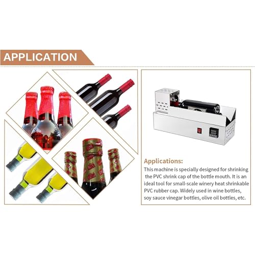 Macchina elettrica termoretraibile per bottiglie di vino, controllo digitale della temperatura, chiusura in pellicola in PVC e PP, riscaldamento commerciale in acciaio inox inferiore a 80 mm di