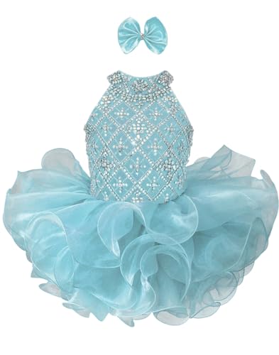 Baby Girl's Short Halter Cupcake Pageant Dresses Princess Birthday Party Tutu Ball Gowns PT104