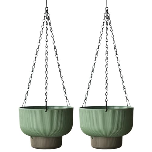 Pots de fleurs suspendus 16 cm panier suspendu double usage avec réserve d'eau vert