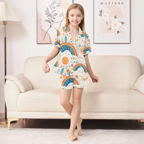 senya Rabbit The Moon Satin Summer Pajama Sets Silk Short Sleeve Button Down Sleepwear4