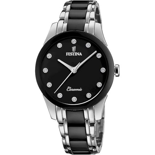 Montre Festina femme en céramique noire et acier 316L chic