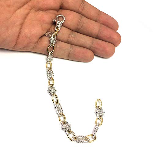 18k Yellow Gold And Sterling Silver Oval Link Bracelet, 7.5"3